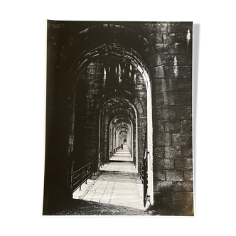 Photograph black and white silver print circa 1970 medieval bridge