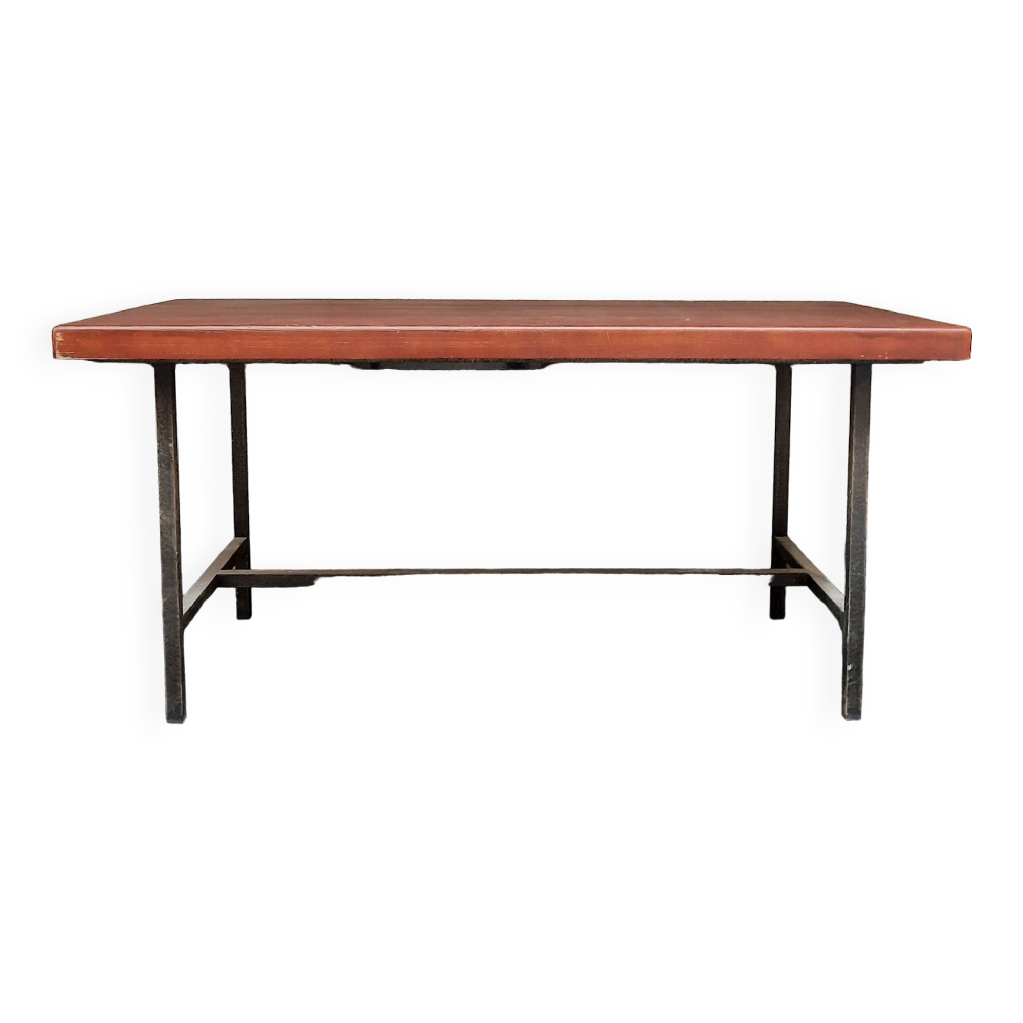 Rectangular steel and wood table