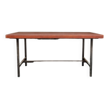 Rectangular steel and wood table