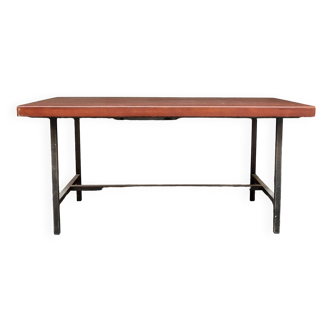 Rectangular steel and wood table