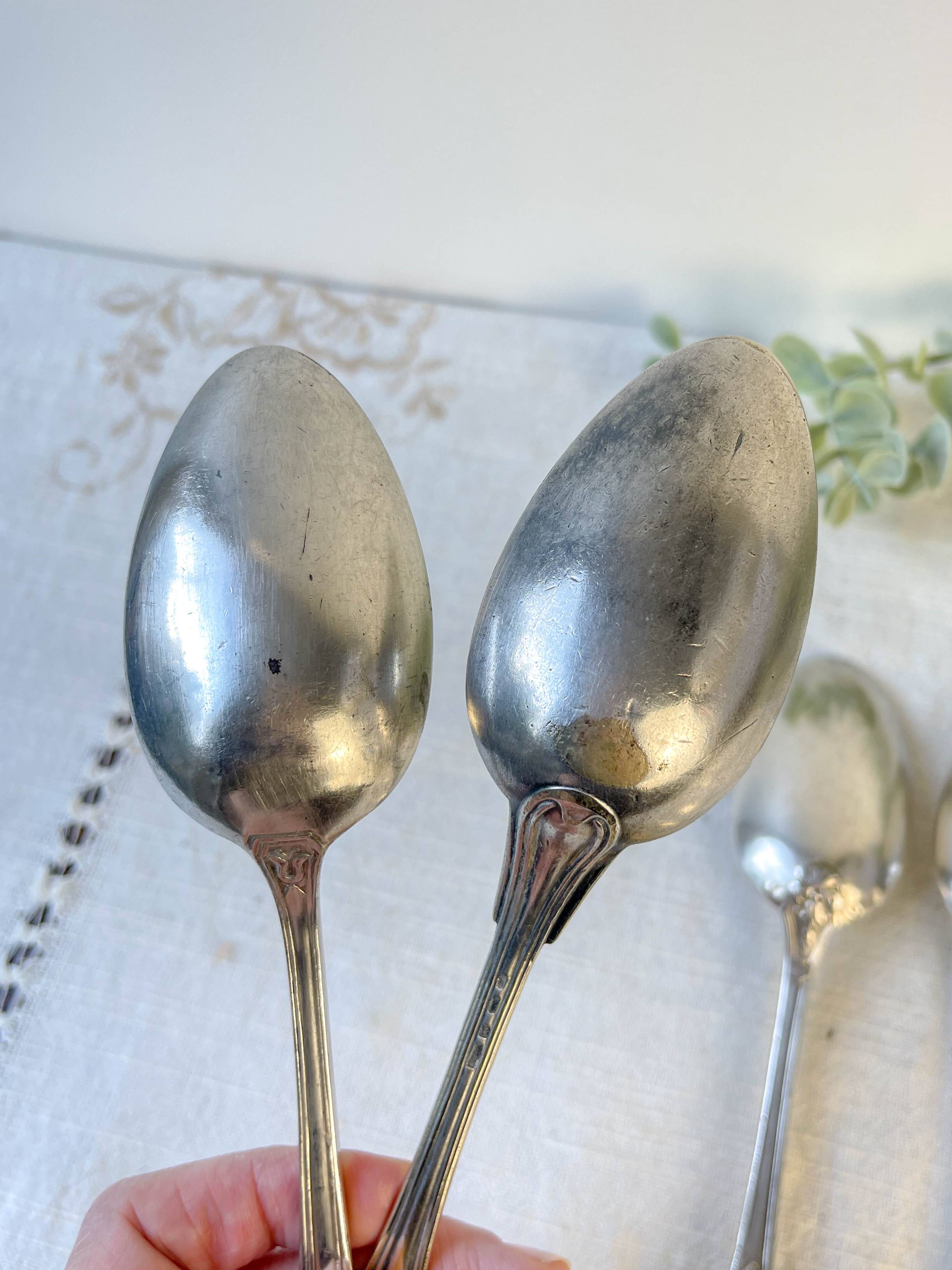 Set of 6 mismatched vintage soup spoons