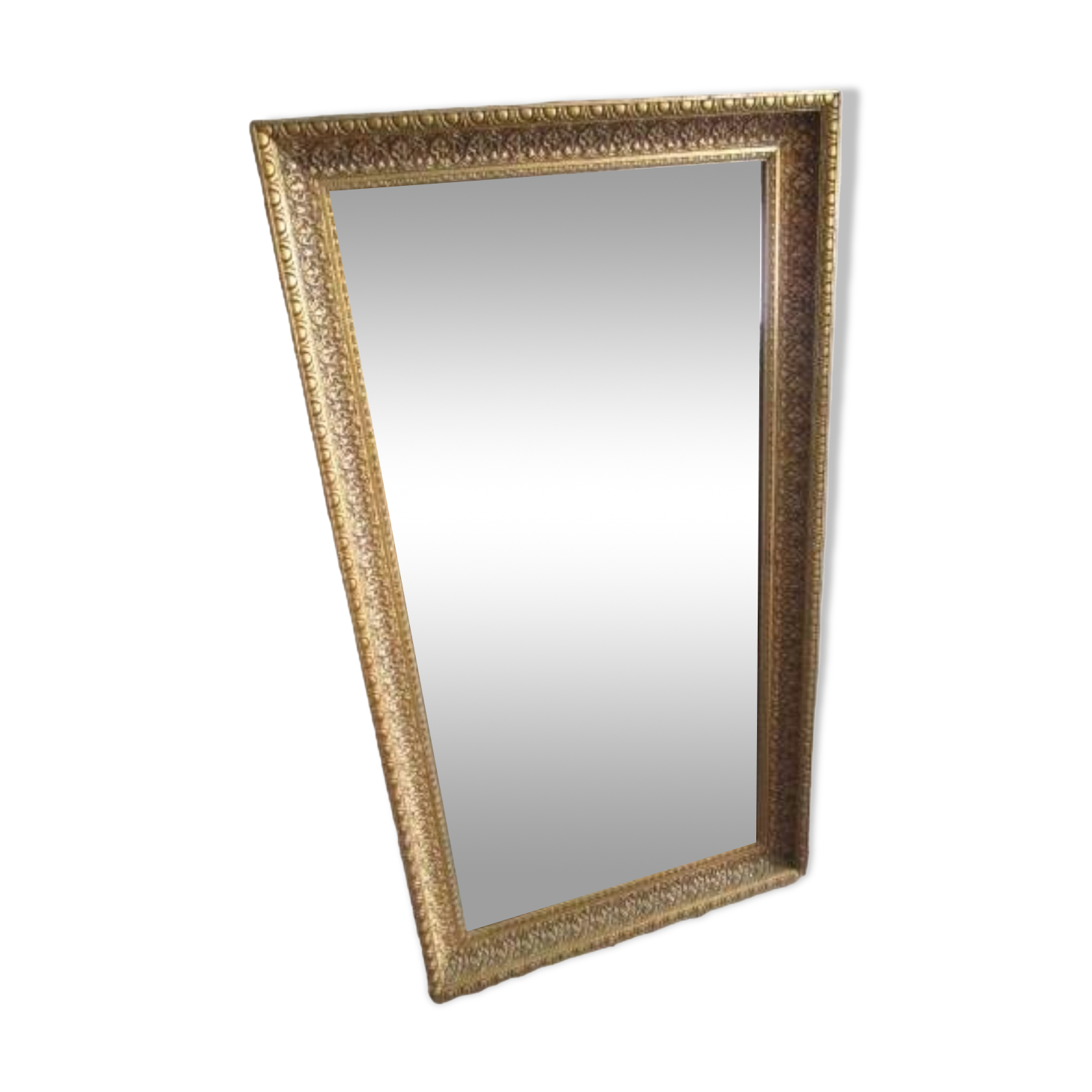 Large old mirror in wood and gilded stucco