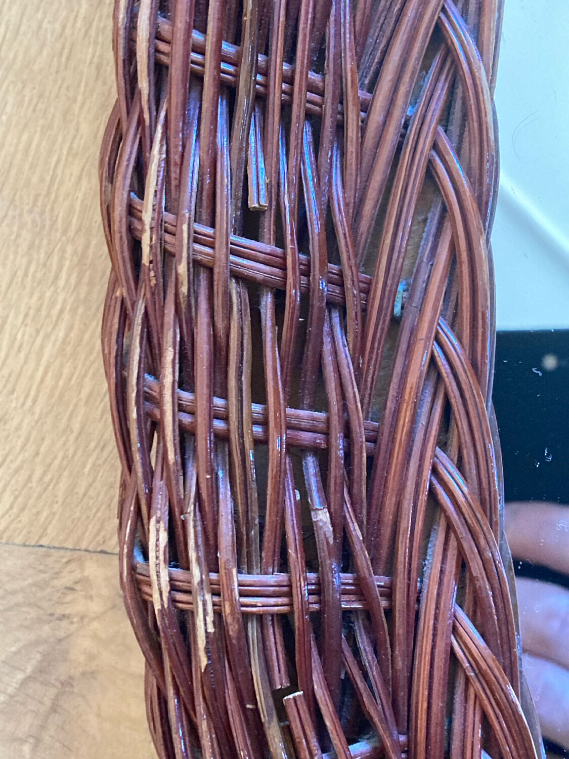 Oval wicker rattan mirror