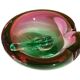Ashtray with a green and fuchsia glass pestle, Murano Sommerso, 17x6cm