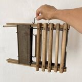 Tabouret ancien pliant à lattes , porte plante