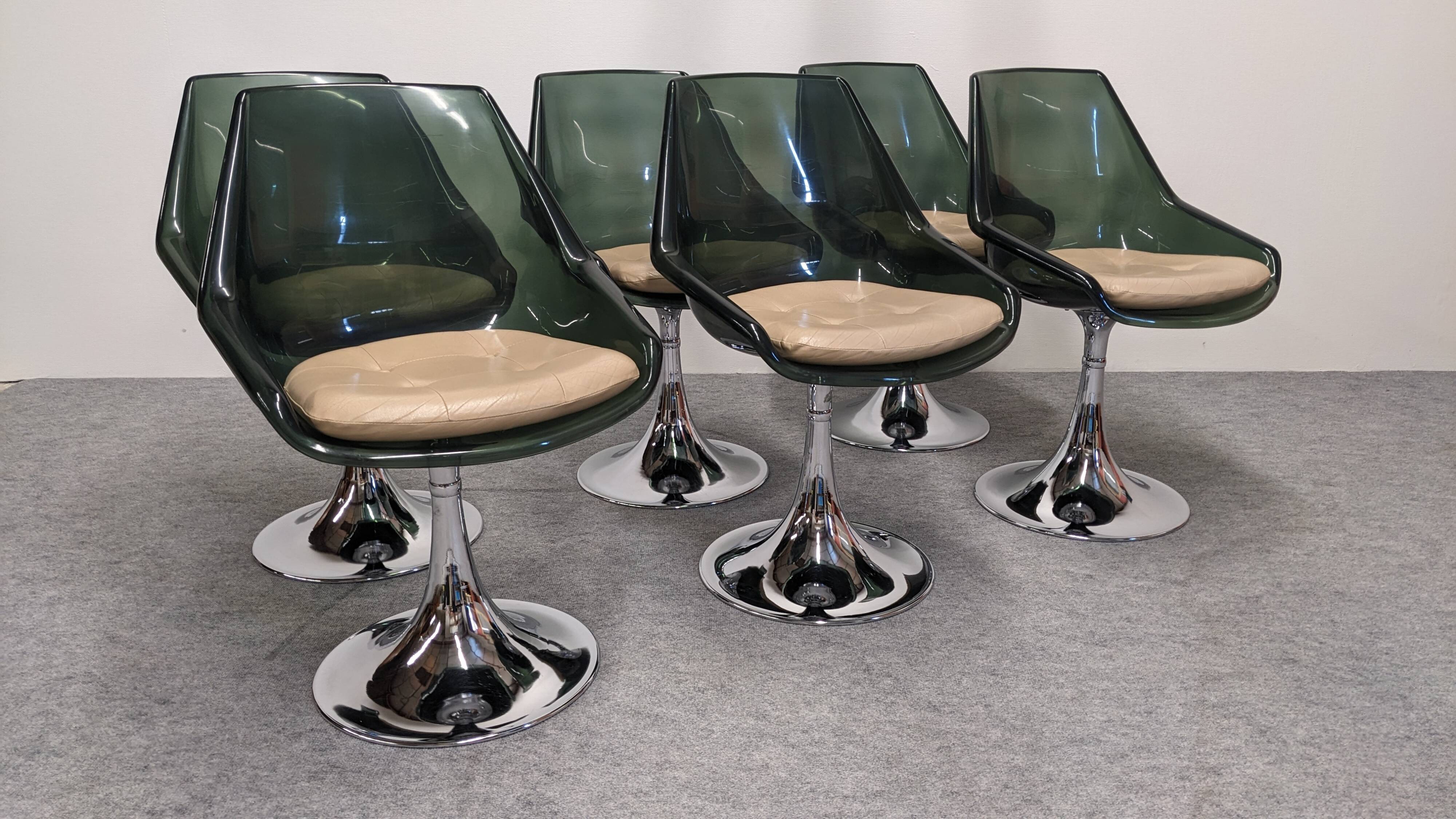 Set of 6 Space Age Tulip Chairs by Chromcraft USA, 1960s/70s
