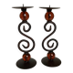 Pair of spiral candlesticks and beads