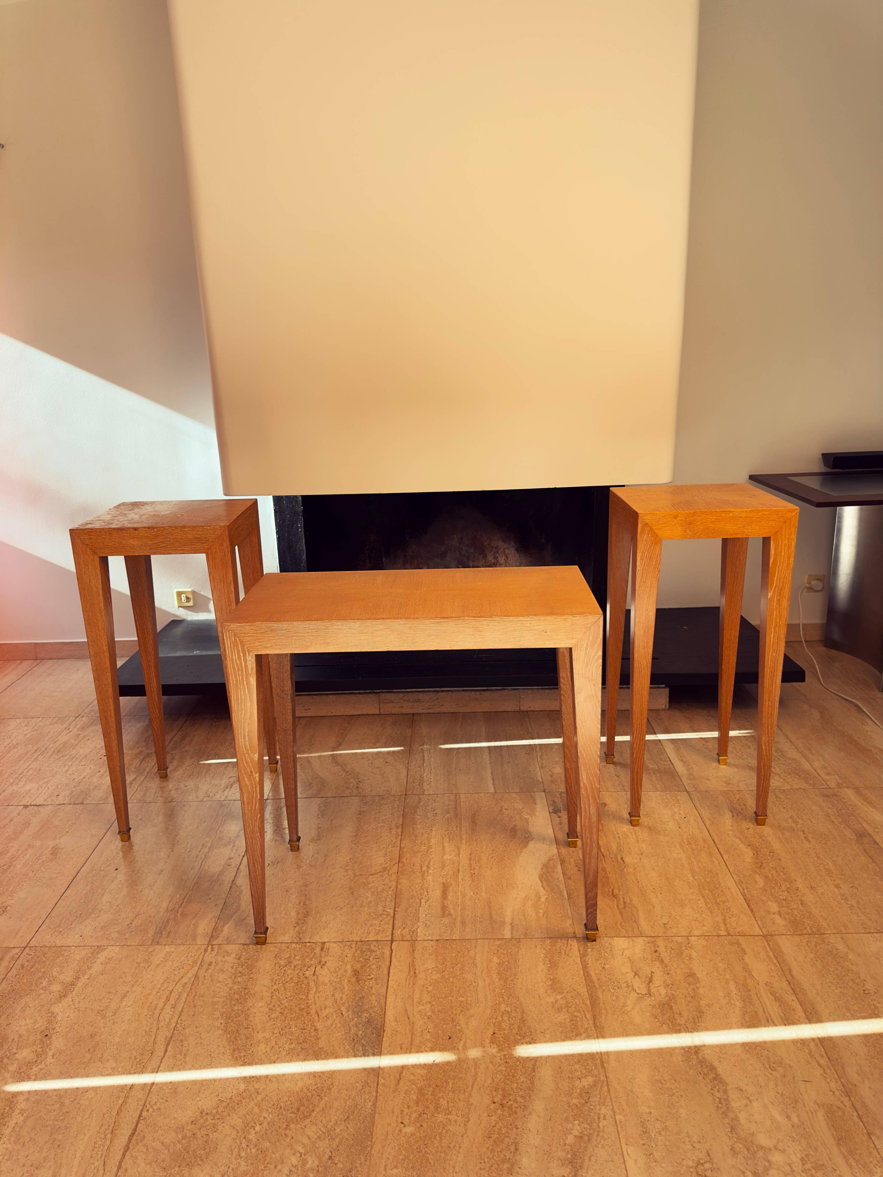 Set of 3 Pedestals and Console Table by Jacques Grange, France, 1973