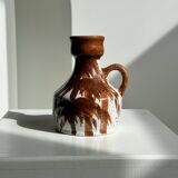 Small white and brown vase or pitcher West Germany H:15cm D:10.5cm