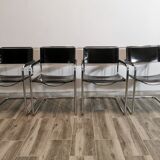Mid-century chromed leather chairs