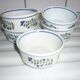 5 porcelain ramekins with smoother decoration and blue flowers and foliage