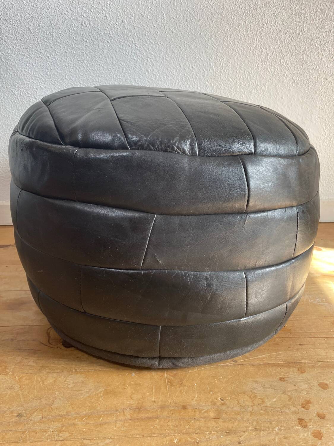 Pouf / Footrest black patchwork leather De Sede