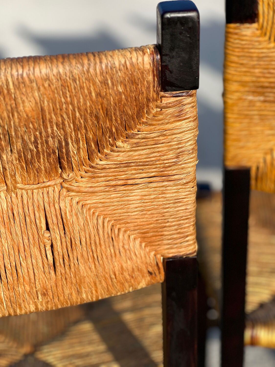 Set of 6 oak and straw chairs 1960
