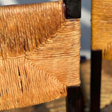 Set of 6 oak and straw chairs 1960