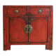 Buffet in ancient Chinese elm, lacquered red.