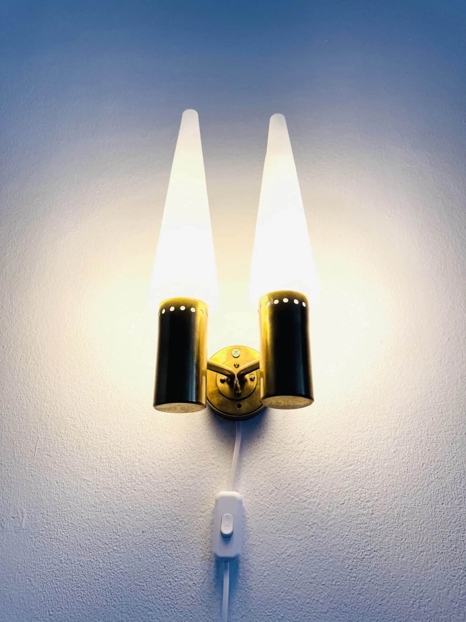 Brass Coloured Double Wall Lamp By Hans-Agne Jakobsson For Markaryd, Sweden, 1960S