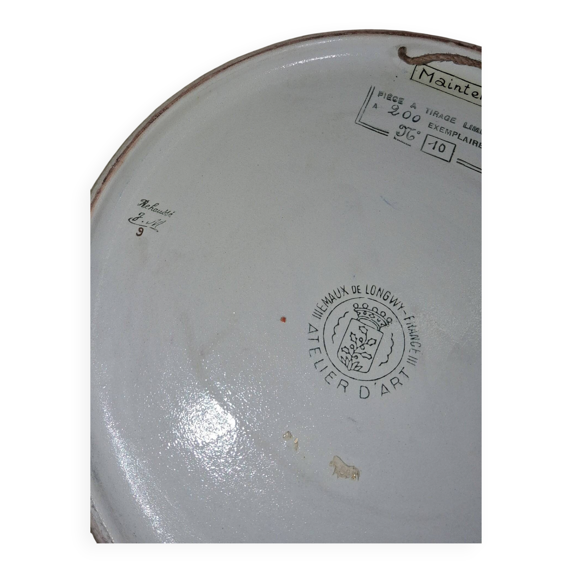 Immense decorative plate in Longwy enamels – Maintenon decor