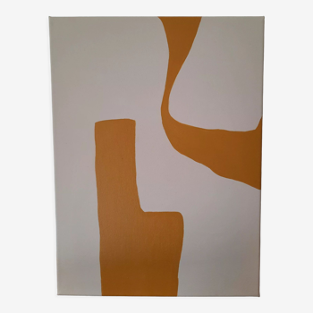 Abstract painting beige and yellow ochre