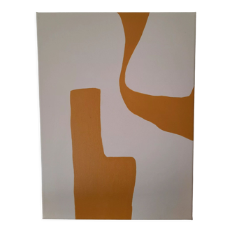 Tableau abstrait beige et ocre jaune