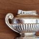 Silver Match table lighter in silver-plated metal with fluted base - Louis XVI