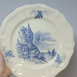 8 Large Vintage Sarreguemines Flanders and Surrey Dinner Plates, White Decor