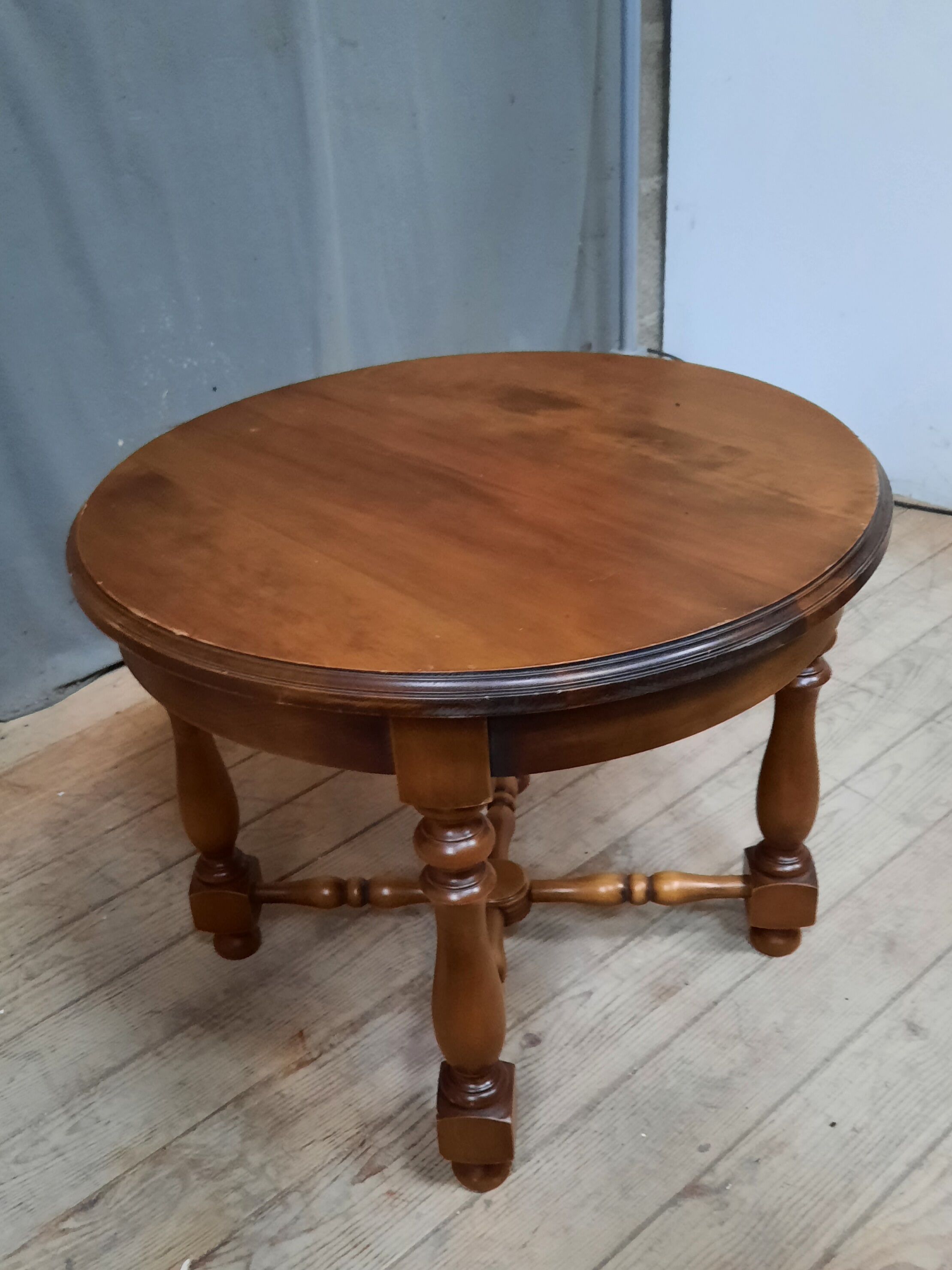 Round wooden coffee table