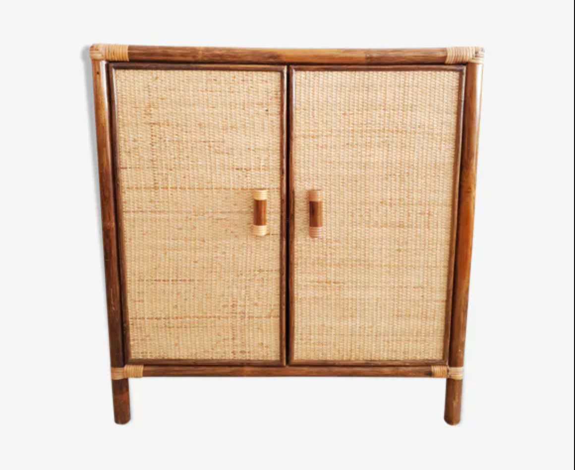 Vintage woven rattan sideboard