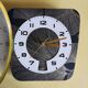 Vintage silent wall pendulum clock 60s trapeze "Gingko black gold"