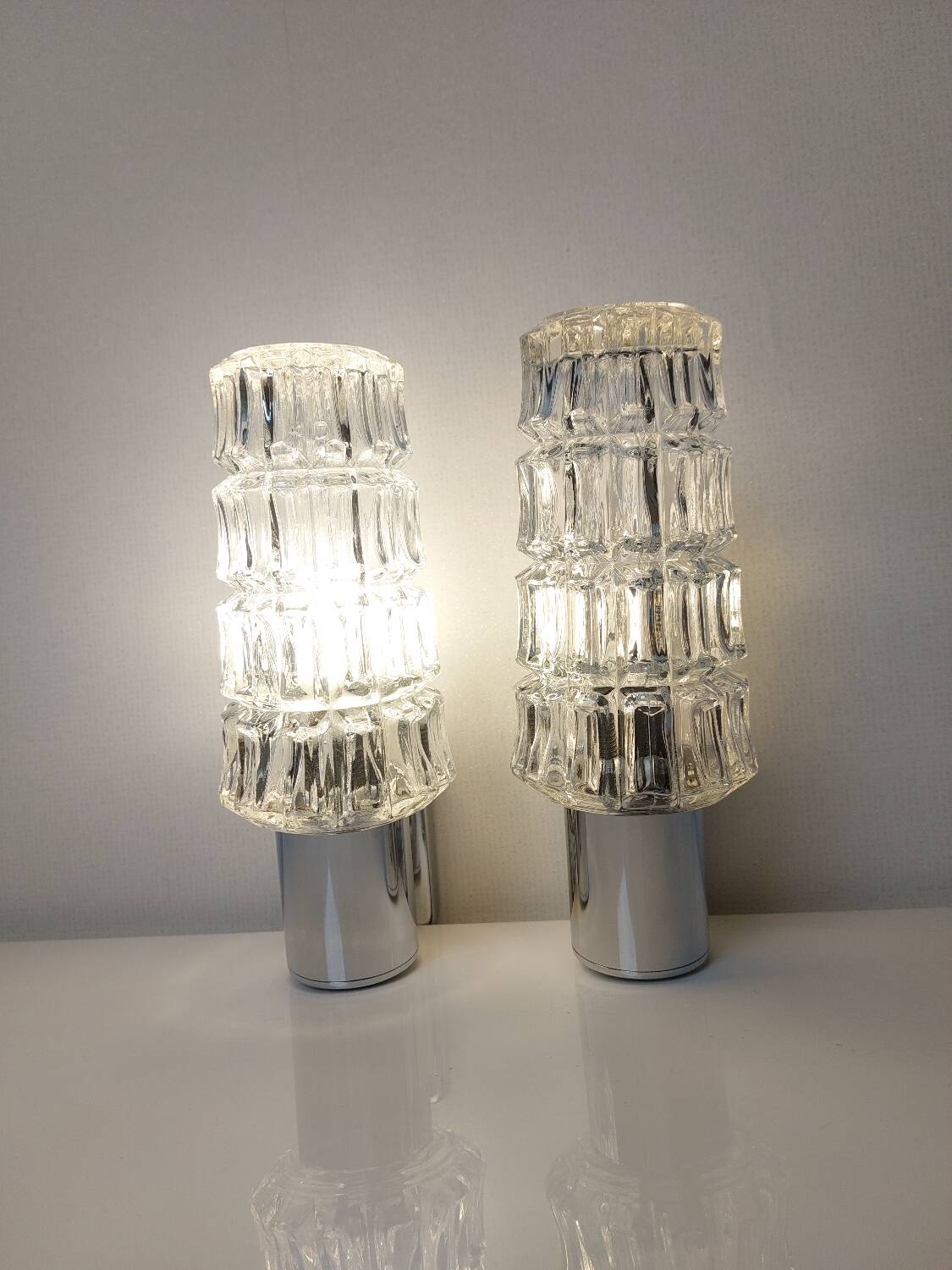 Pair of chrome wall lights
