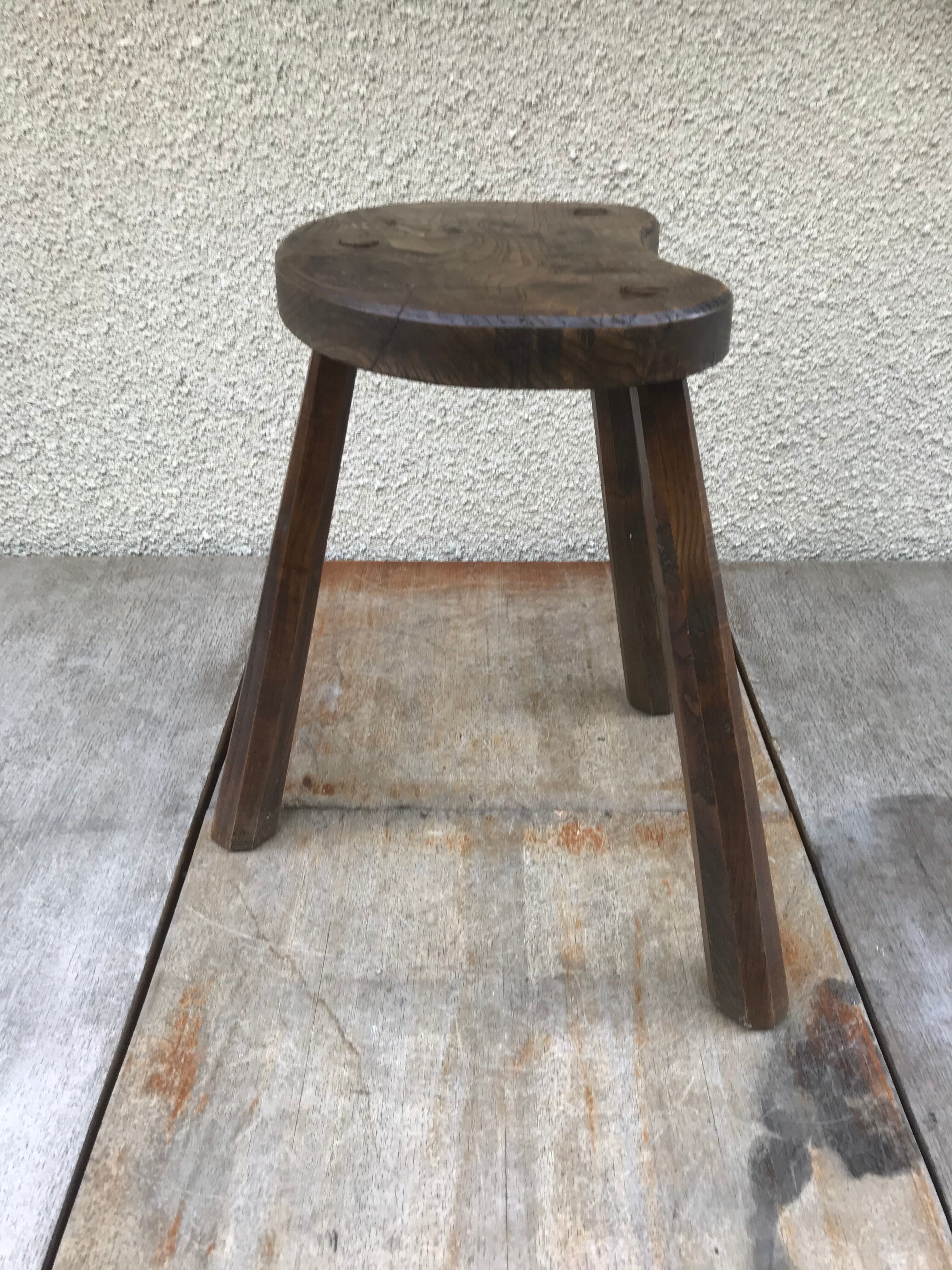 Old walking tabouret feet tripodes vintage dark wood