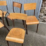 Lot de 10 chaises industrielles école dépareillées vintage mullca tube & bois french school chairs 6