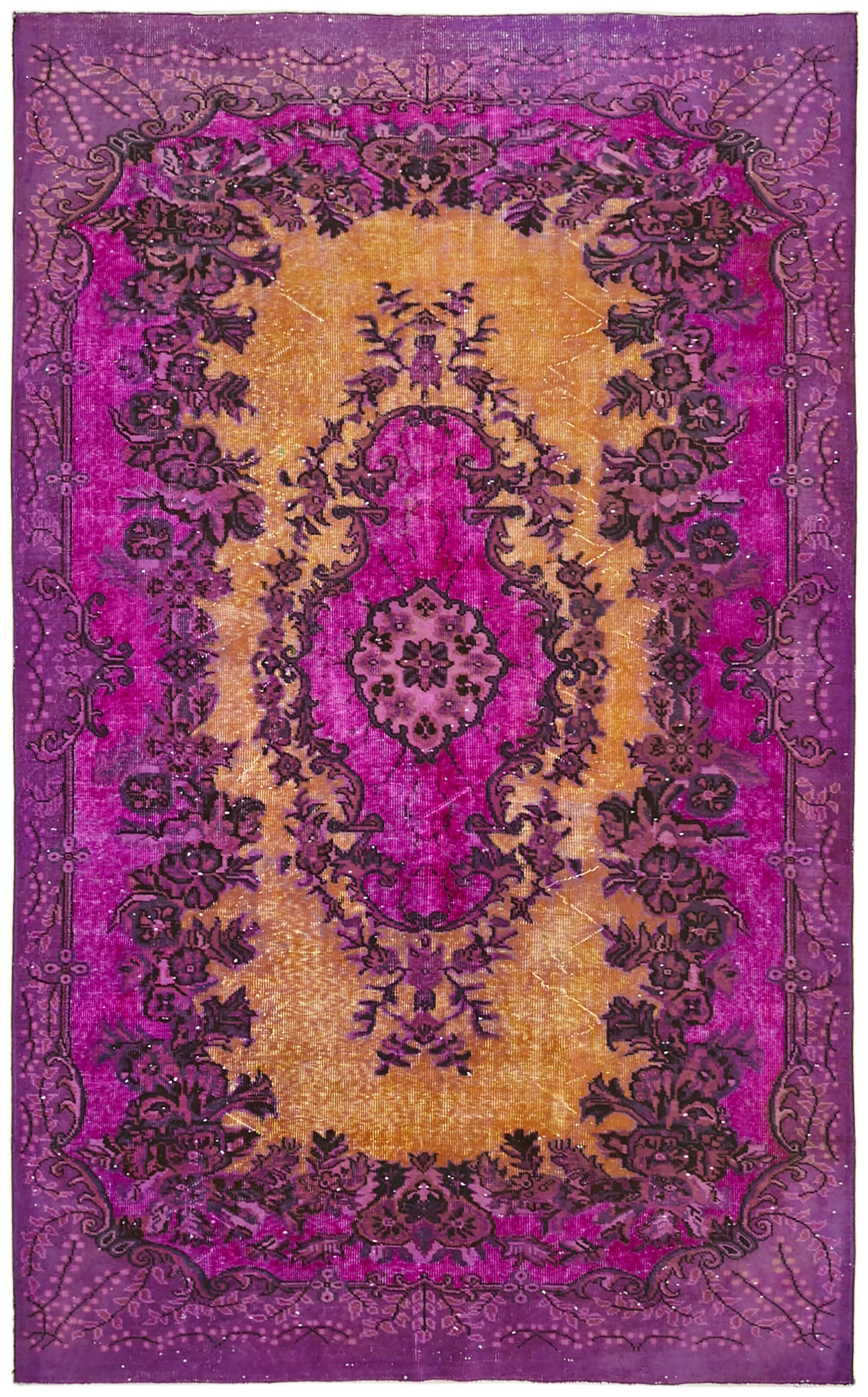 Handmade anatolian 1970s 186 cm x 296 cm purple carpet