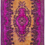 Handmade anatolian 1970s 186 cm x 296 cm purple carpet