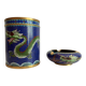 Chinese pot in cloisonné enamel + matching ashtray