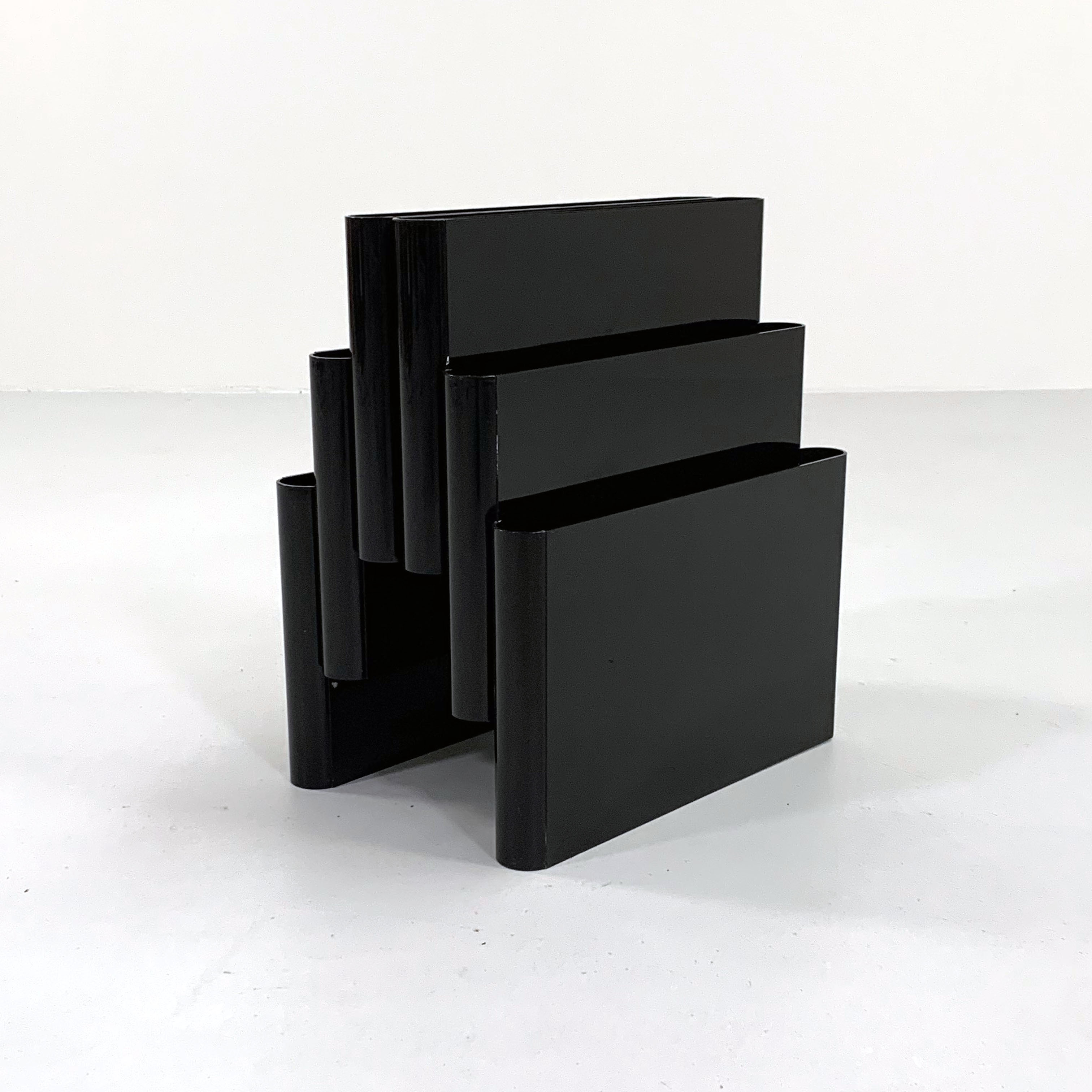 Black magazine holder by Giotto Stoppino for Kartell, 1970
