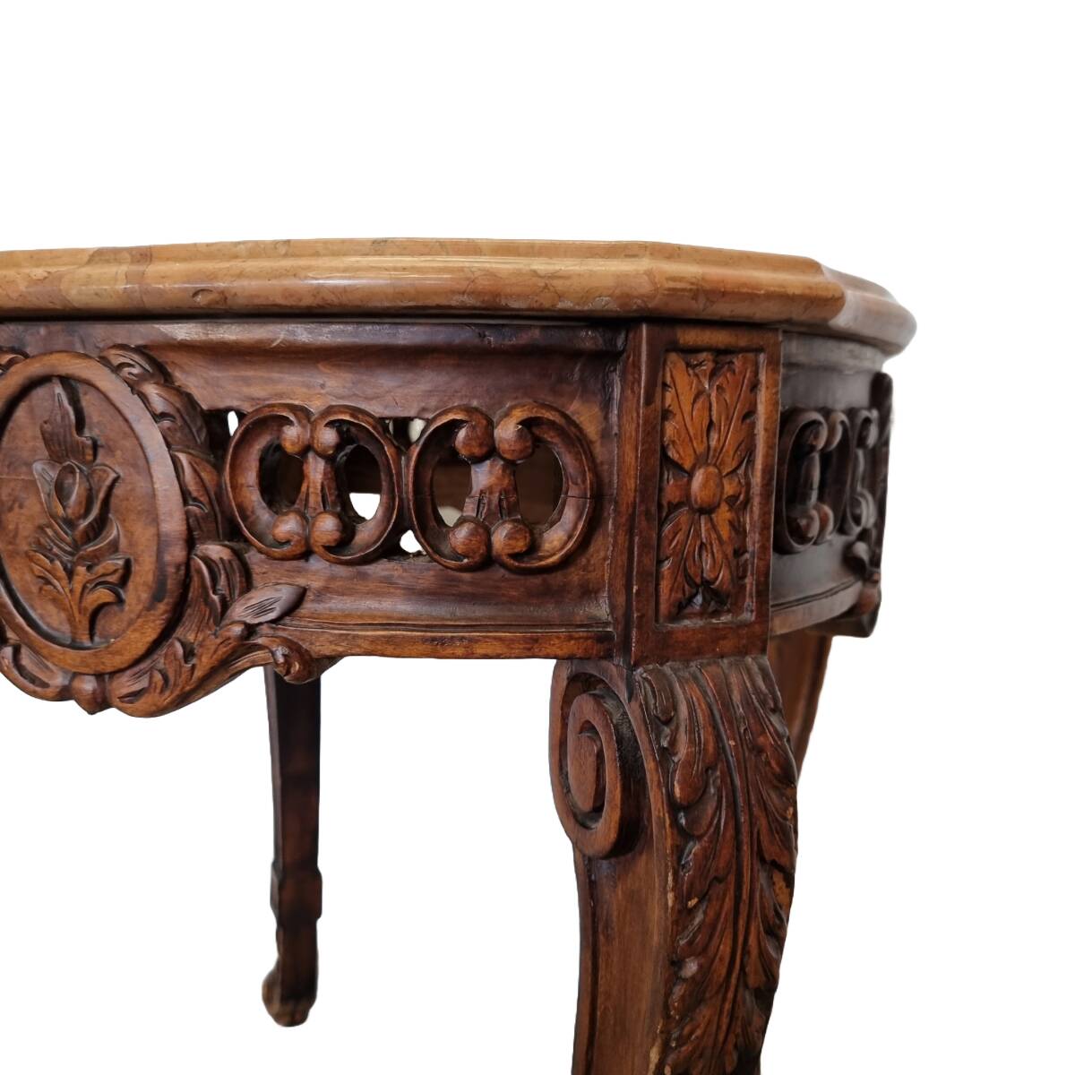 Louis XV Style Side Table With Marble Top, 1970s