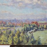Georges Duvillier landscape "Between town and countryside" oil on canvas signed