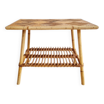 Antique rattan coffee table