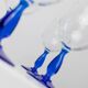 Set of 4 vintage Italian glass wine glasses, clear bowls with royal blue stems, 1980s MCM style