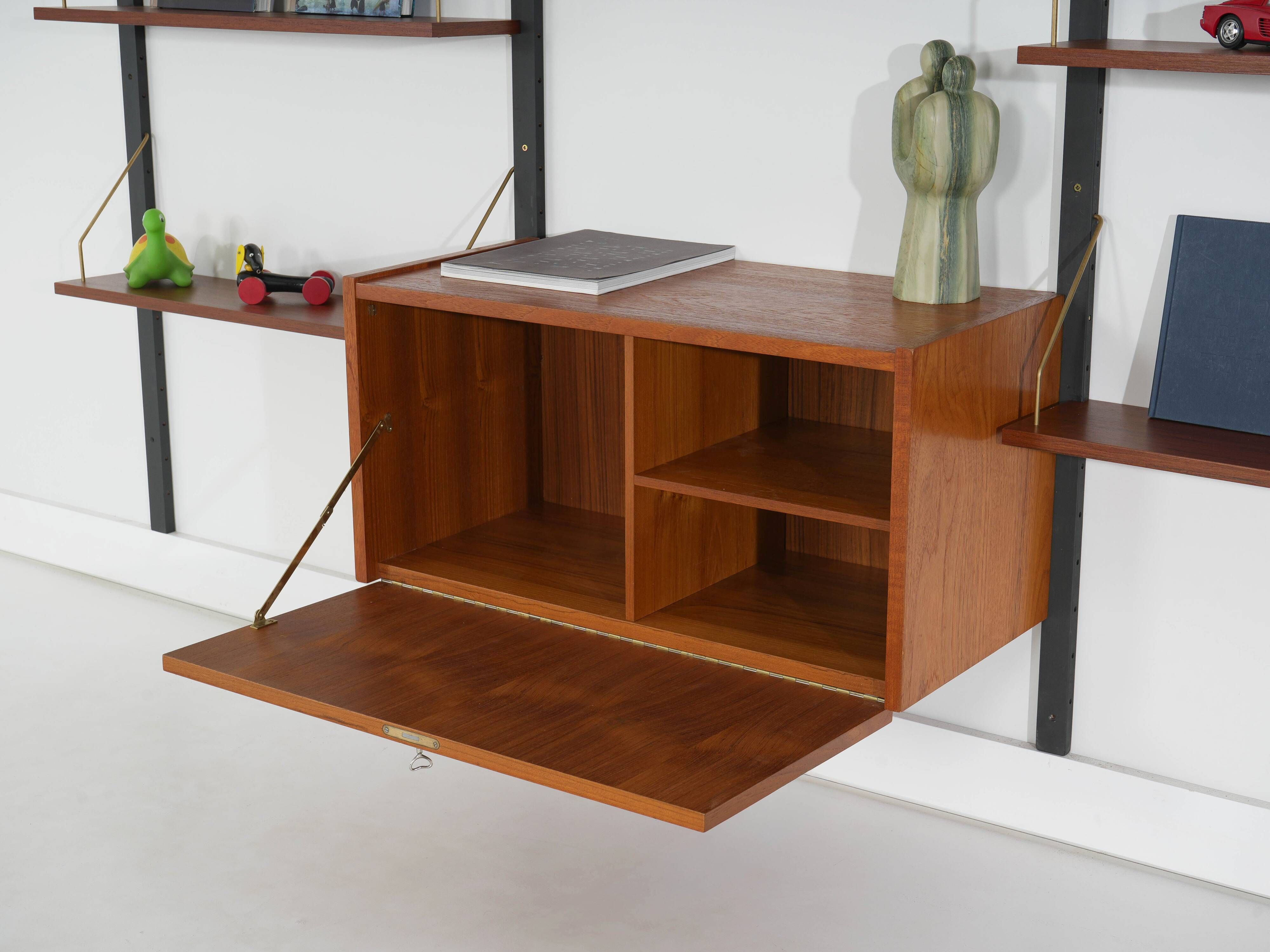 Modular shelving in teak veneer, Denmark, 1970s