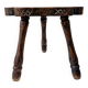 Rare Old Tripod Milking Stool Carved Solid Wood Popular Art