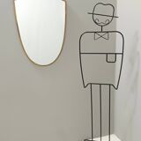 Vintage Brass Shield Shaped Wall Mirror, Italy