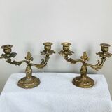 Gilded bronze candlesticks with moving branches decorated with acanthus leaves
