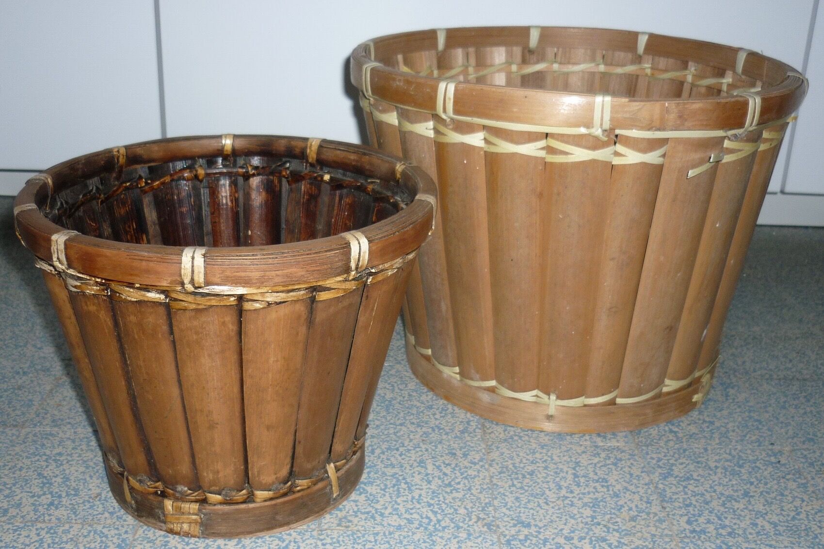 Set of 2 bamboo pot covers