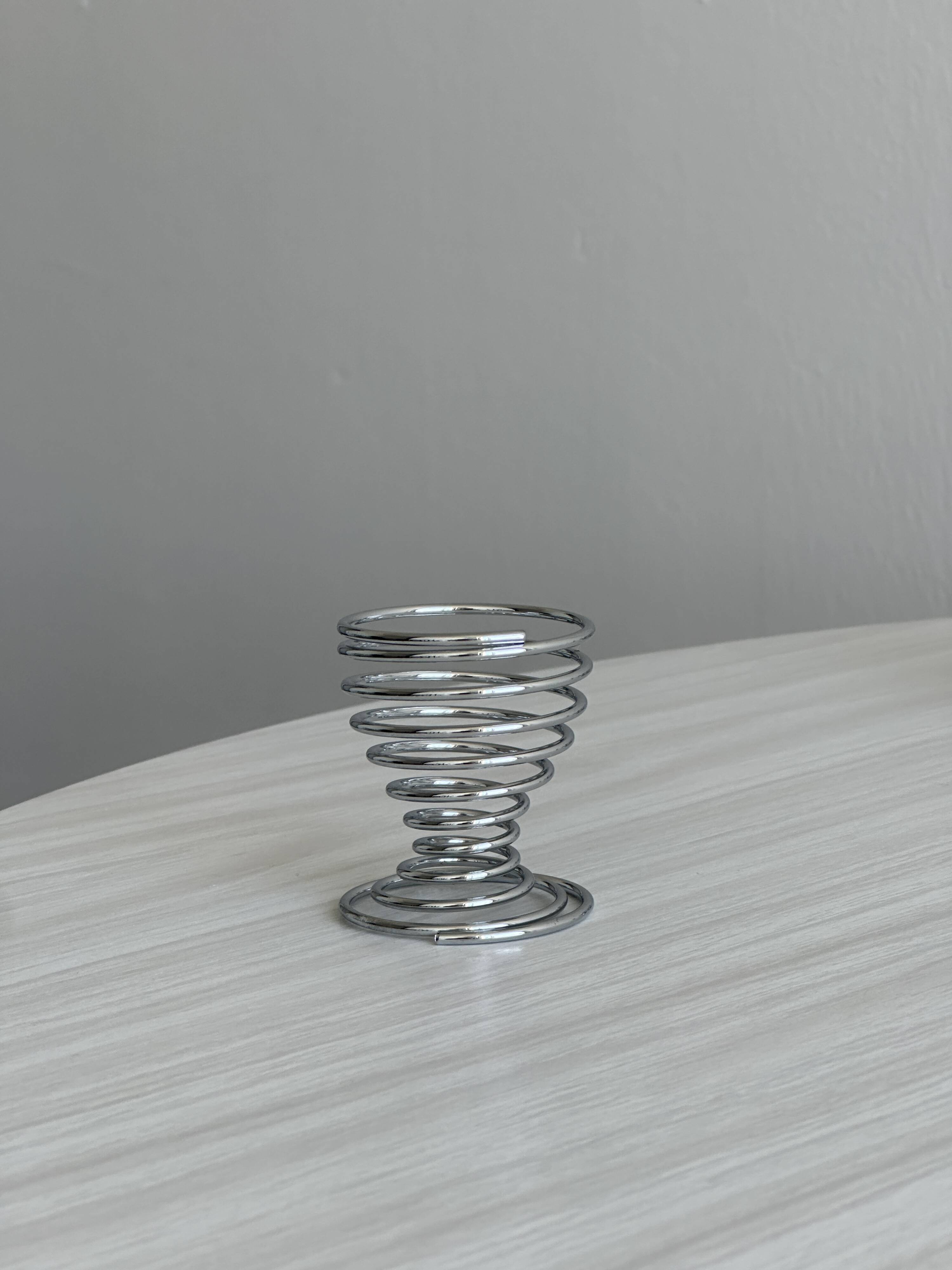 Set of 8 silver metal egg cups