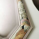 Vintage floral mirror in wood and cut glass, 80s