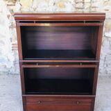 Vintage mahogany avocado bookcase with overhead glass doors circa 40's/50's