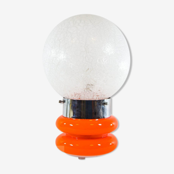 Lampe base en verre orange années 70