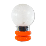 Lampe base en verre orange années 70