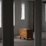 Antique Danish pine commode with ball feet, late 19th century.